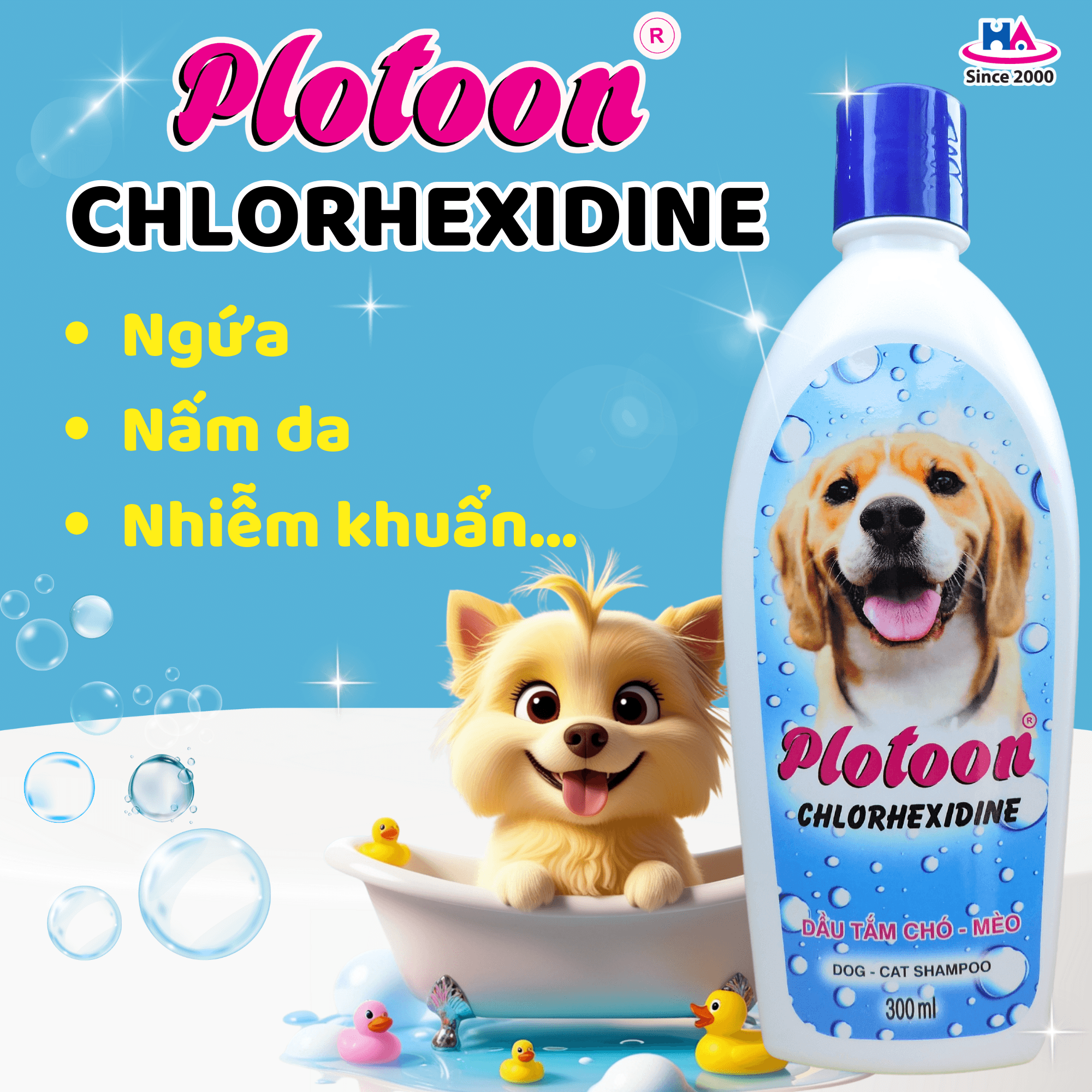 THÚ CƯNG GẶP VẤN ĐỀ VỀ DA? GIẢI QUYẾT NGAY VỚI PLOTOON CHLORHEXIDINE..